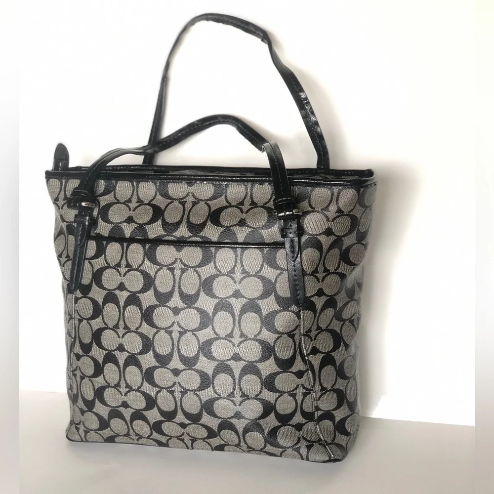 Coach Black Peyton Signature Tote